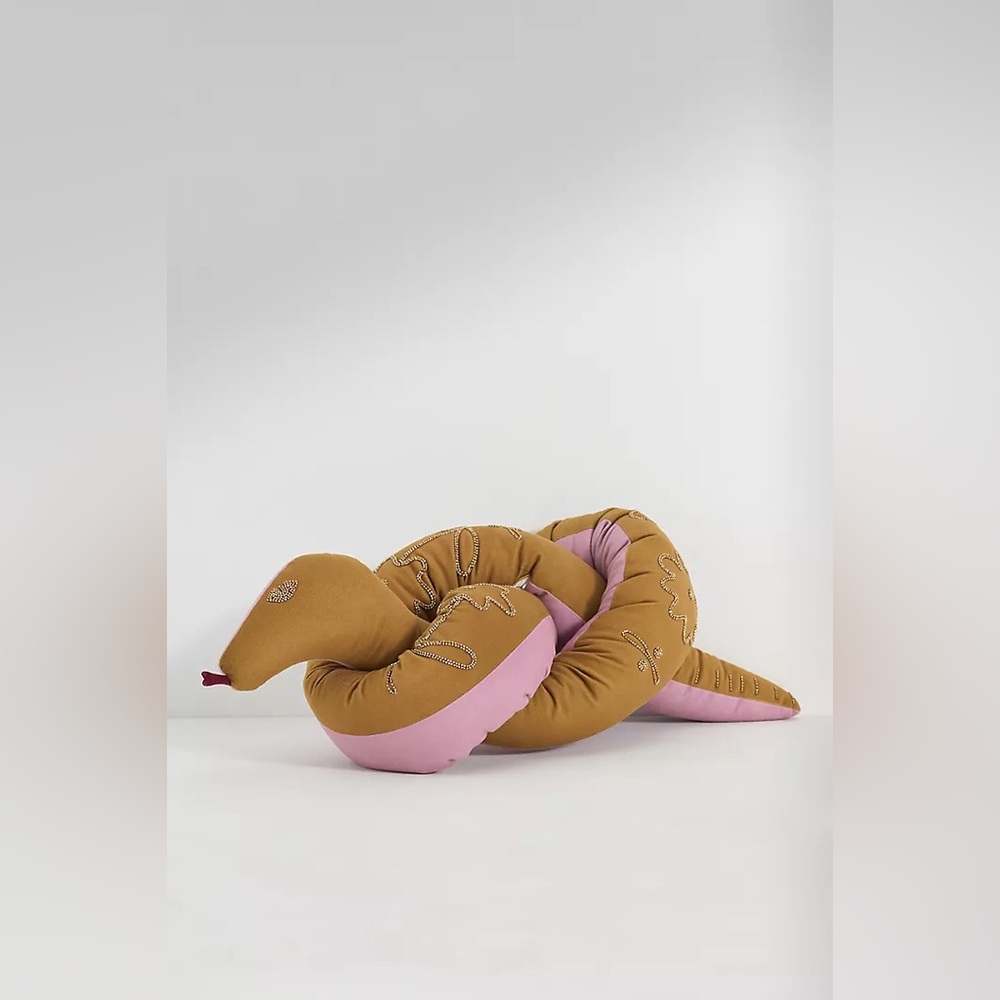 Anthropologie Beaded Snake Accent Pillow
